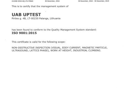 Management system certificate